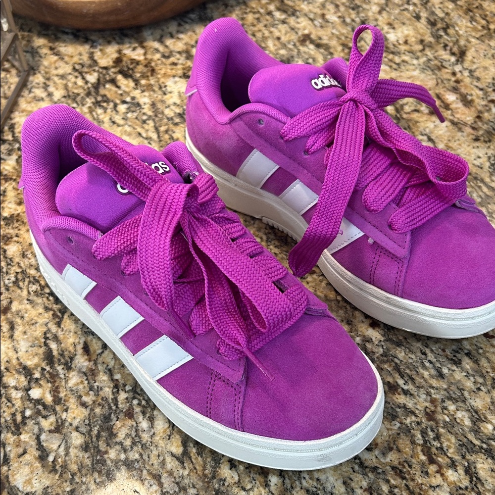 Adidas Bold Purple Shoes with White Accents
